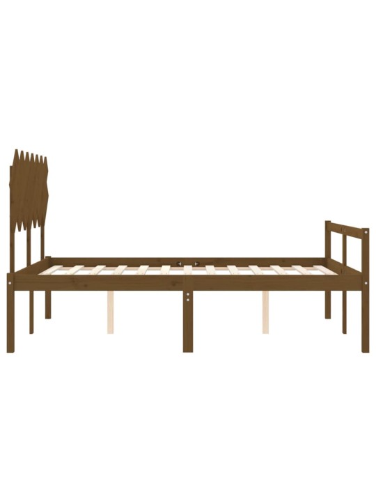 Gulta ar galvgali senioriem, king size, masīvkoks, medus brūns