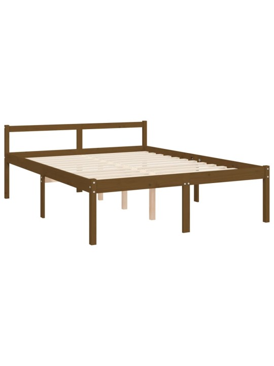 Gulta ar galvgali senioriem, king size, masīvkoks, medus brūns
