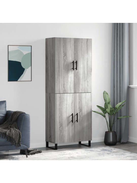 Augstais skapis, pelēks, 69,5x34x180 cm, inženierijas koks