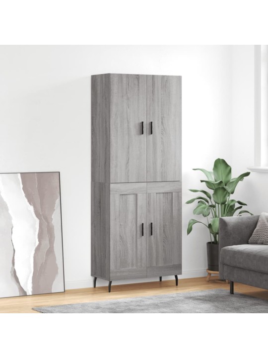 Augstais skapis, pelēks, 69,5x34x180 cm, inženierijas koks