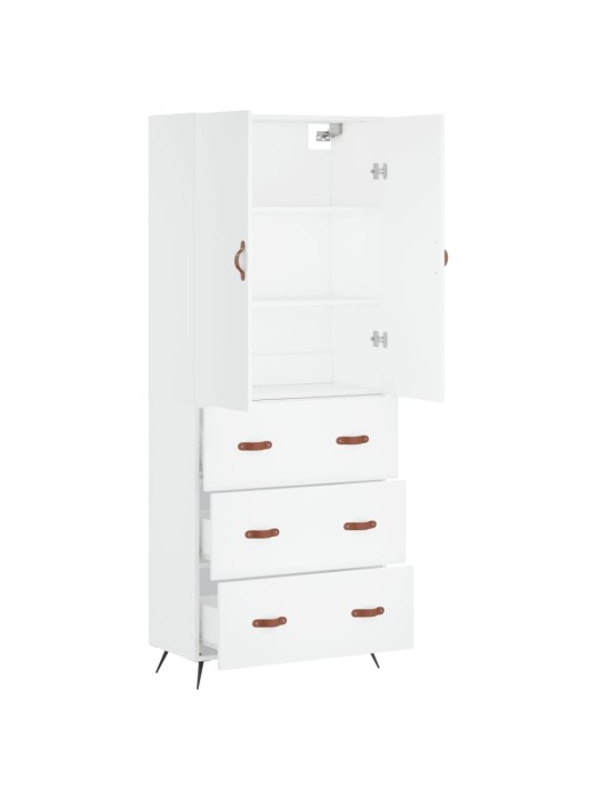 Augstais skapis, balts, 69,5x34x180 cm, inženierijas koks