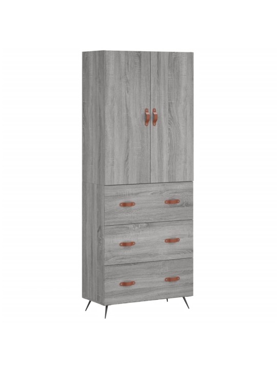 Augstais skapis, pelēks, 69,5x34x180 cm, inženierijas koks