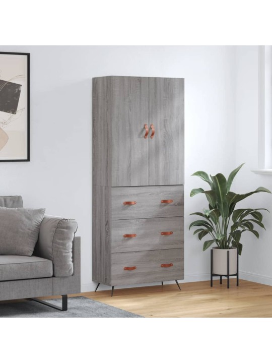 Augstais skapis, pelēks, 69,5x34x180 cm, inženierijas koks