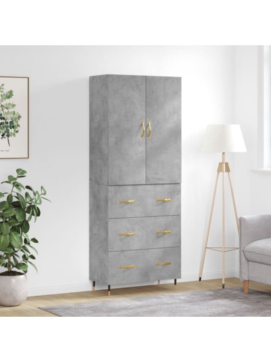 Augstais skapis, pelēks, 69,5x34x180 cm, inženierijas koks