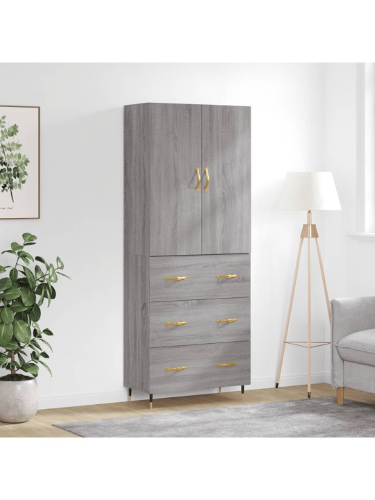 Augstais skapis, pelēks, 69,5x34x180 cm, inženierijas koks