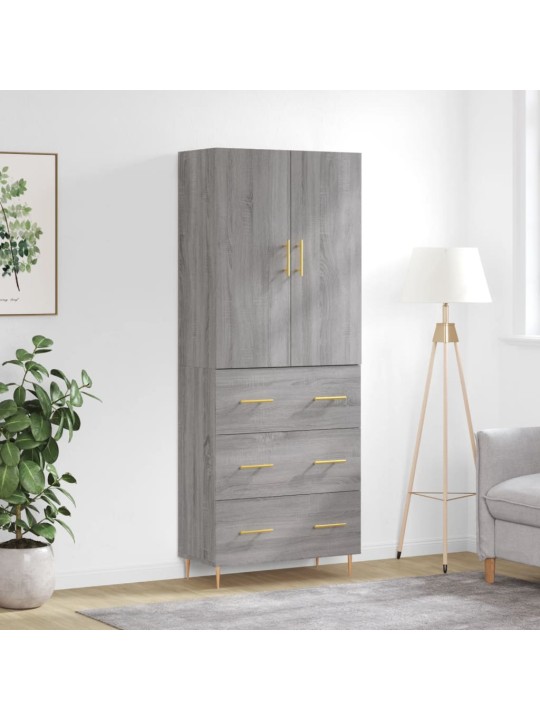 Augstais skapis, pelēks, 69,5x34x180 cm, inženierijas koks