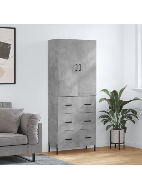 Augstais skapis, pelēks, 69,5x34x180 cm, inženierijas koks