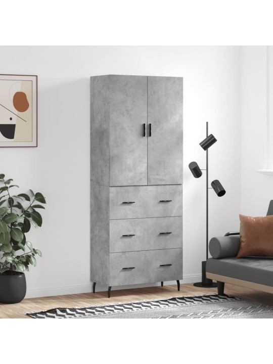 Augstais skapis, pelēks, 69,5x34x180 cm, inženierijas koks
