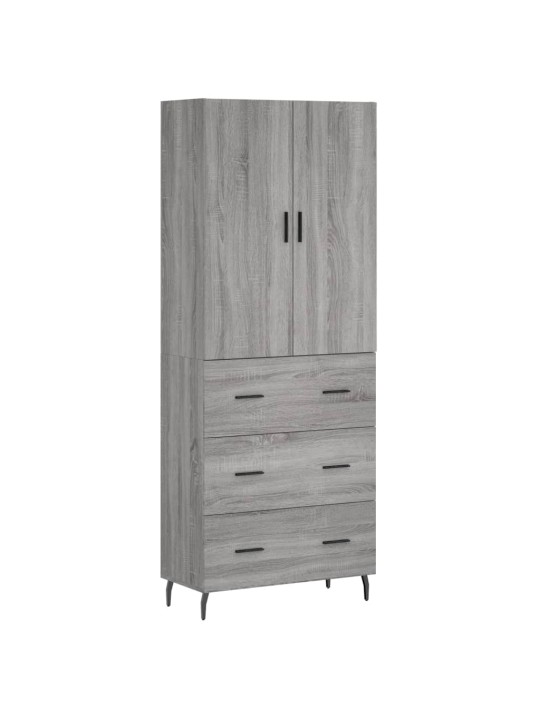 Augstais skapis, pelēks, 69,5x34x180 cm, inženierijas koks
