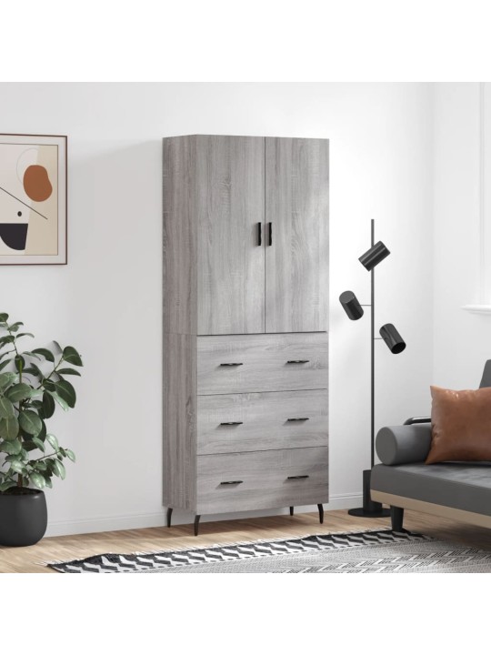Augstais skapis, pelēks, 69,5x34x180 cm, inženierijas koks