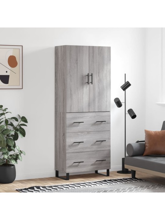 Augstais skapis, pelēks, 69,5x34x180 cm, inženierijas koks