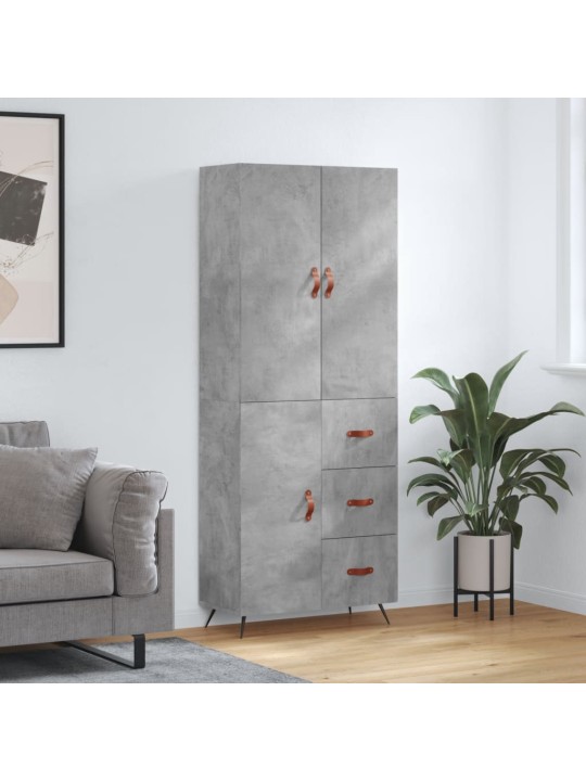 Augstais skapis, pelēks, 69,5x34x180 cm, inženierijas koks