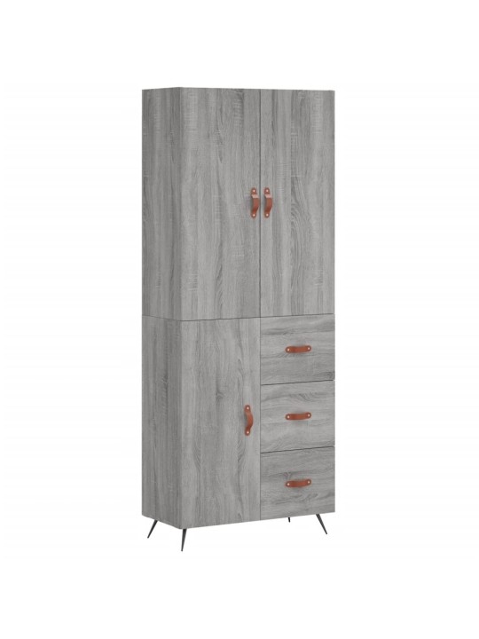 Augstais skapis, pelēks, 69,5x34x180 cm, inženierijas koks