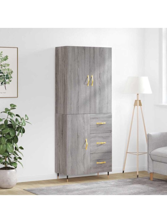 Augstais skapis, pelēks, 69,5x34x180 cm, inženierijas koks