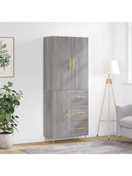 Augstais skapis, pelēks, 69,5x34x180 cm, inženierijas koks
