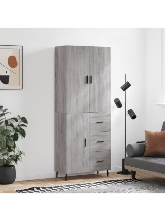 Augstais skapis, pelēks, 69,5x34x180 cm, inženierijas koks