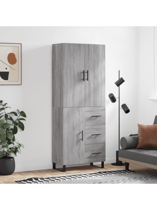 Augstais skapis, pelēks, 69,5x34x180 cm, inženierijas koks