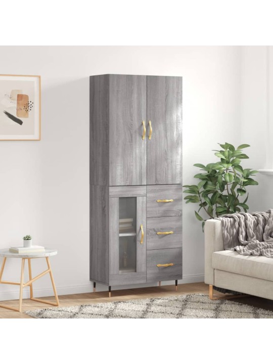 Augstais skapis, pelēks, 69,5x34x180 cm, inženierijas koks