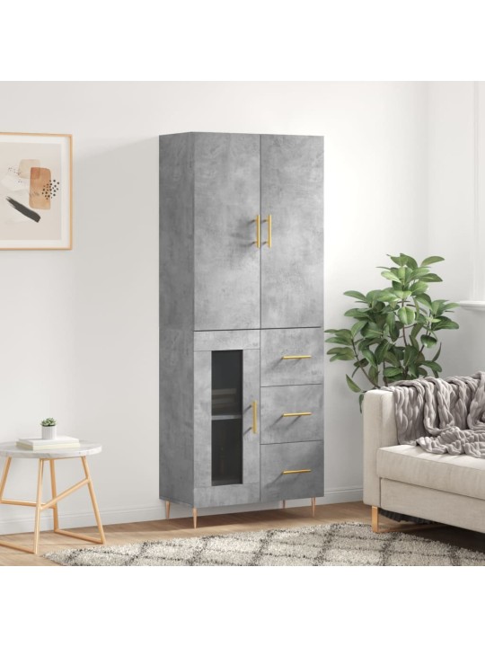Augstais skapis, pelēks, 69,5x34x180 cm, inženierijas koks