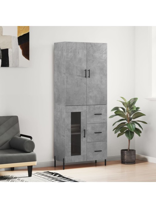 Augstais skapis, pelēks, 69,5x34x180 cm, inženierijas koks
