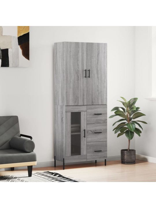 Augstais skapis, pelēks, 69,5x34x180 cm, inženierijas koks