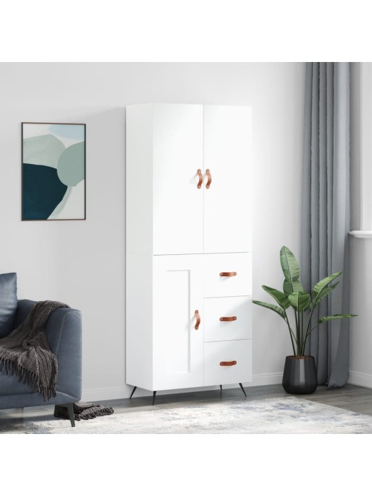 Augstais skapis, balts, 69,5x34x180 cm, inženierijas koks