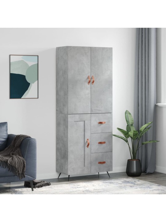 Augstais skapis, pelēks, 69,5x34x180 cm, inženierijas koks