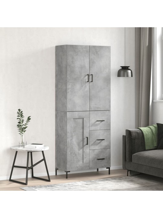 Augstais skapis, pelēks, 69,5x34x180 cm, inženierijas koks