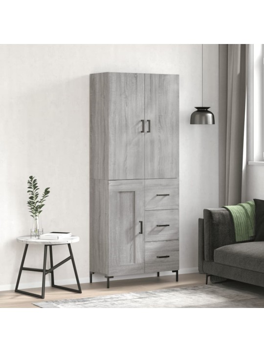 Augstais skapis, pelēks, 69,5x34x180 cm, inženierijas koks