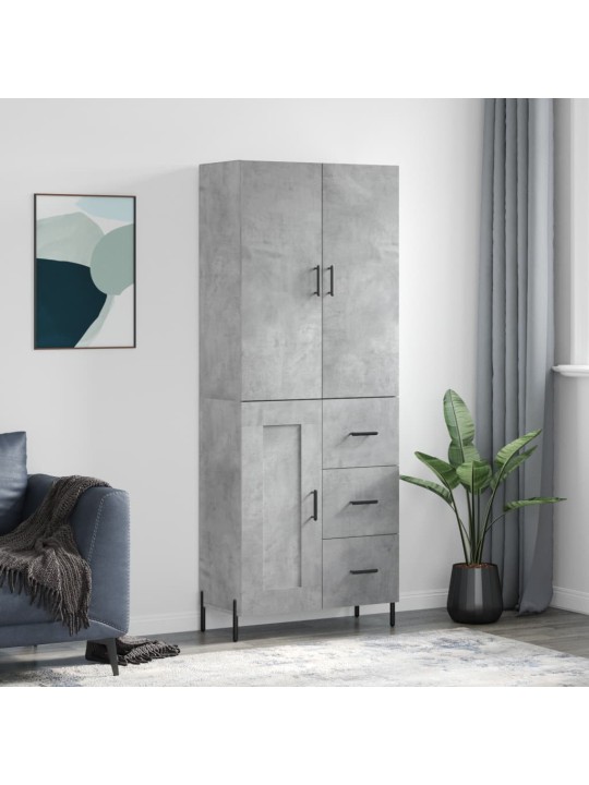 Augstais skapis, pelēks, 69,5x34x180 cm, inženierijas koks