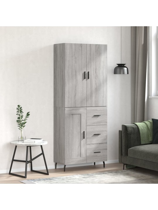 Augstais skapis, pelēks, 69,5x34x180 cm, inženierijas koks