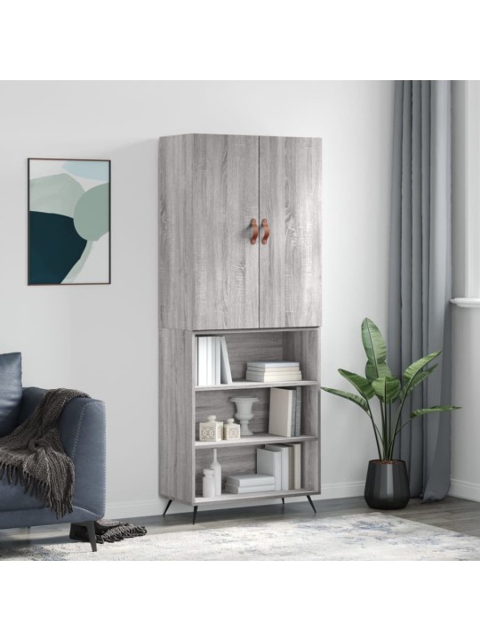 Augstais skapis, pelēks, 69,5x34x180 cm, inženierijas koks