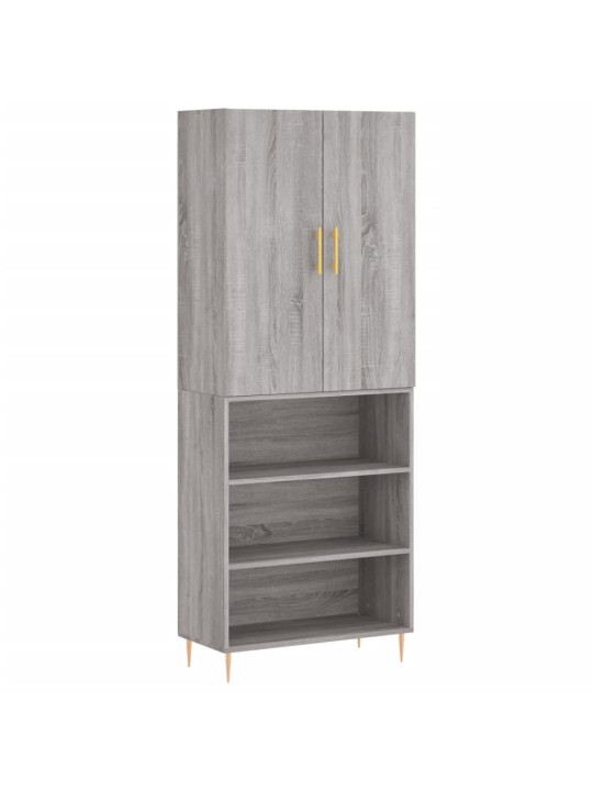 Augstais skapis, pelēks, 69,5x34x180 cm, inženierijas koks