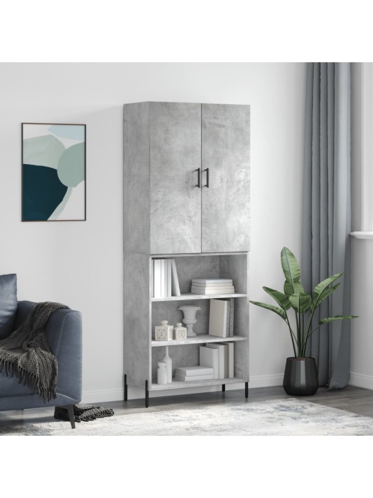 Augstais skapis, pelēks, 69,5x34x180 cm, inženierijas koks