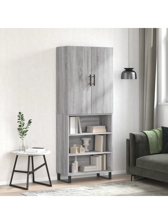 Augstais skapis, pelēks, 69,5x34x180 cm, inženierijas koks
