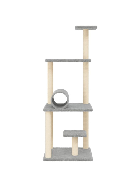 Kaķu māja ar sizala stabiem nagu asināšanai, 136 cm, pelēka