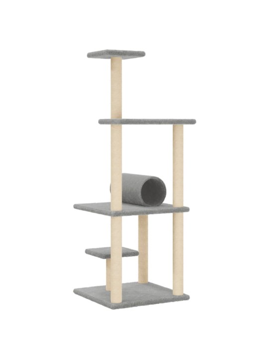 Kaķu māja ar sizala stabiem nagu asināšanai, 136 cm, pelēka