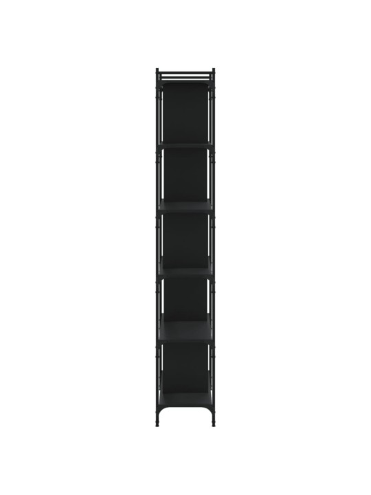 Grāmatu plaukts, 6 līmeņi, melns, 76x32x192 cm, koks