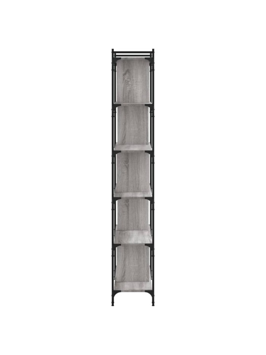Grāmatu plaukts, 6 līmeņi, pelēks, 76x32x192 cm, koks