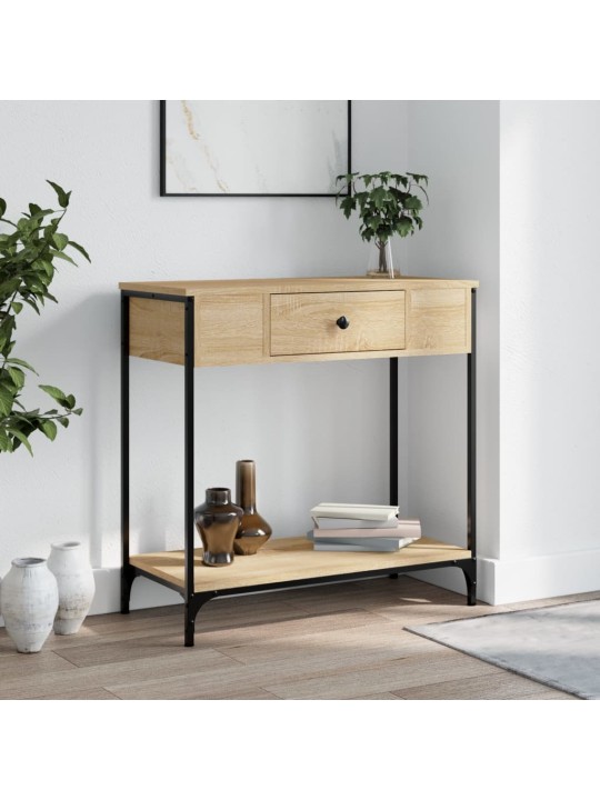 Konsoles galdiņš, koka krāsa, 75x34,5x75 cm, inženierijas koks