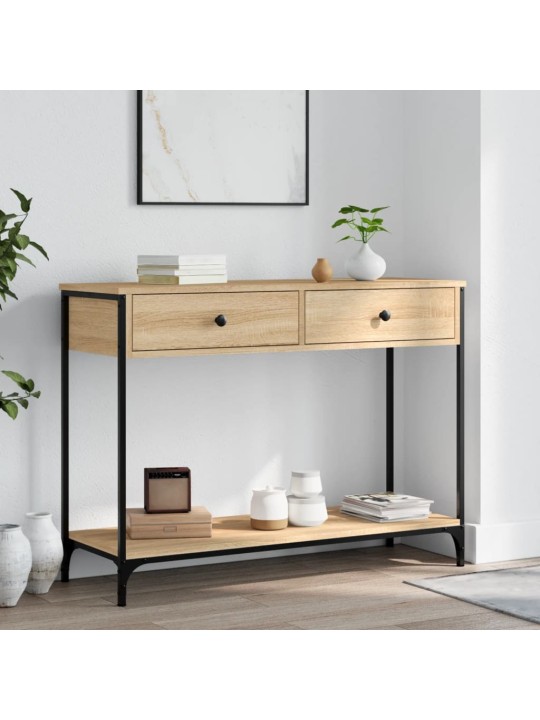 Konsoles galdiņš, koka krāsa, 100x34,5x75 cm, inženierijas koks