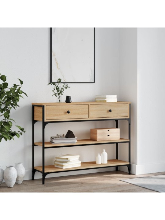 Konsoles galdiņš, koka krāsa, 100x25x75 cm, inženierijas koks