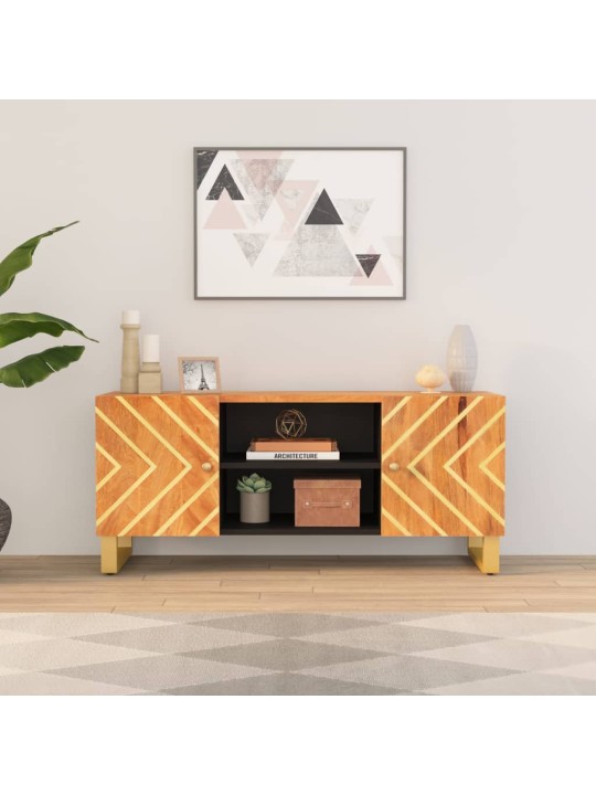 Tv skapītis, brūns un melns, 105x33,5x46 cm, mango masīvkoks