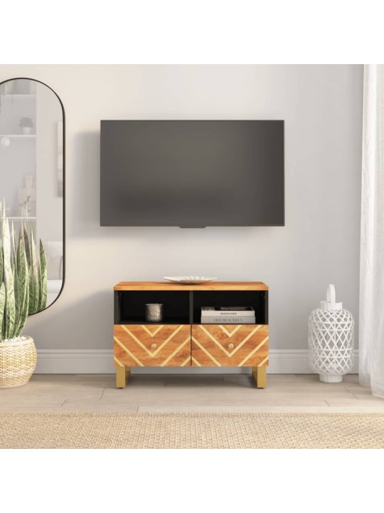 Tv skapītis, brūns un melns, 70x33,5x46 cm, mango masīvkoks