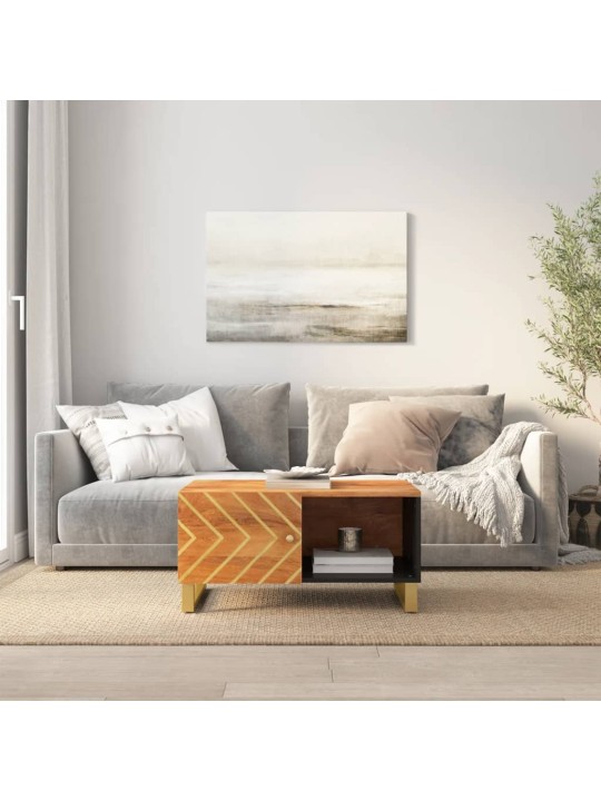 Kafijas galdiņš, brūns un melns, 80x50x40 cm, mango masīvkoks