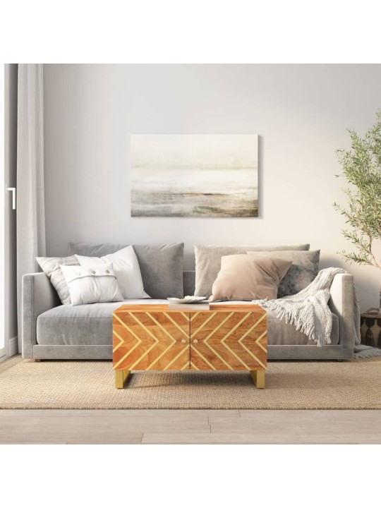 Kafijas galdiņš, brūns un melns, 80x50x40 cm, mango masīvkoks