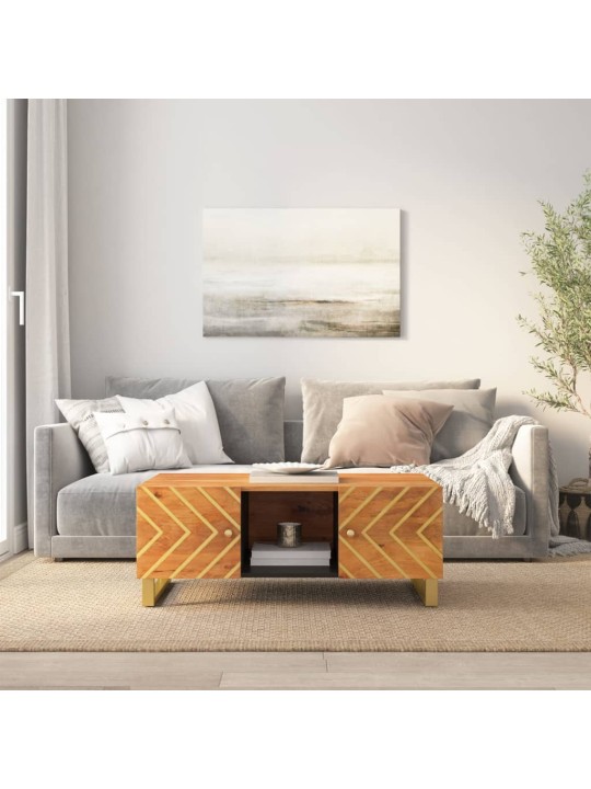 Kafijas galdiņš, brūns un melns, 100x54x40 cm, mango masīvkoks