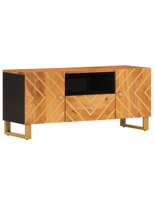 Tv skapītis, brūns un melns, 105x33,5x46 cm, mango masīvkoks