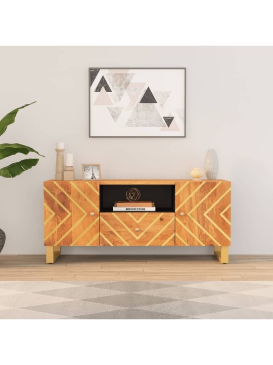 Tv skapītis, brūns un melns, 105x33,5x46 cm, mango masīvkoks