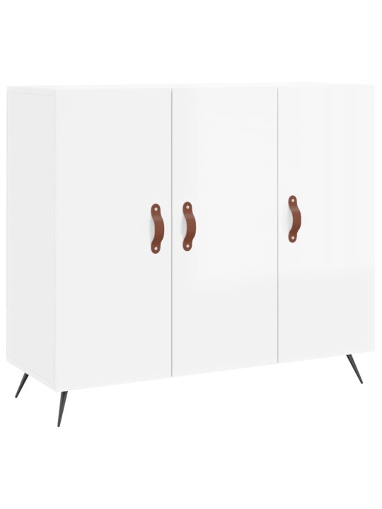 Kumode, spīdīgi balta, 90x34x80 cm, inženierijas koks